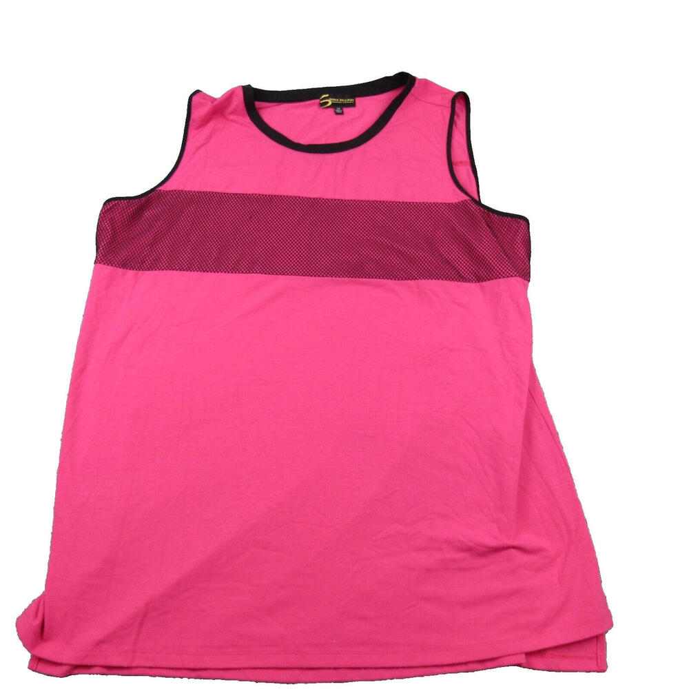 Serena Williams Signature Statement Hot Pink Mesh Stripe Tank Top Plus Size‎ 2X